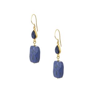 Σκουλαρίκια από ασήμι 925 με lapis lazuli καμπουσόν σε καστόνι και πέτρα lapis lazuli σε μπλε του Αιγαίου