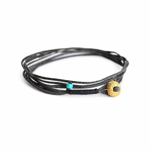 Handmade summer bracelet with Silver 925 sea urchin and waxed thread